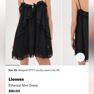 Brand New With Tags (BNWT) Lioness size Small Black Ruffle Mini Dress